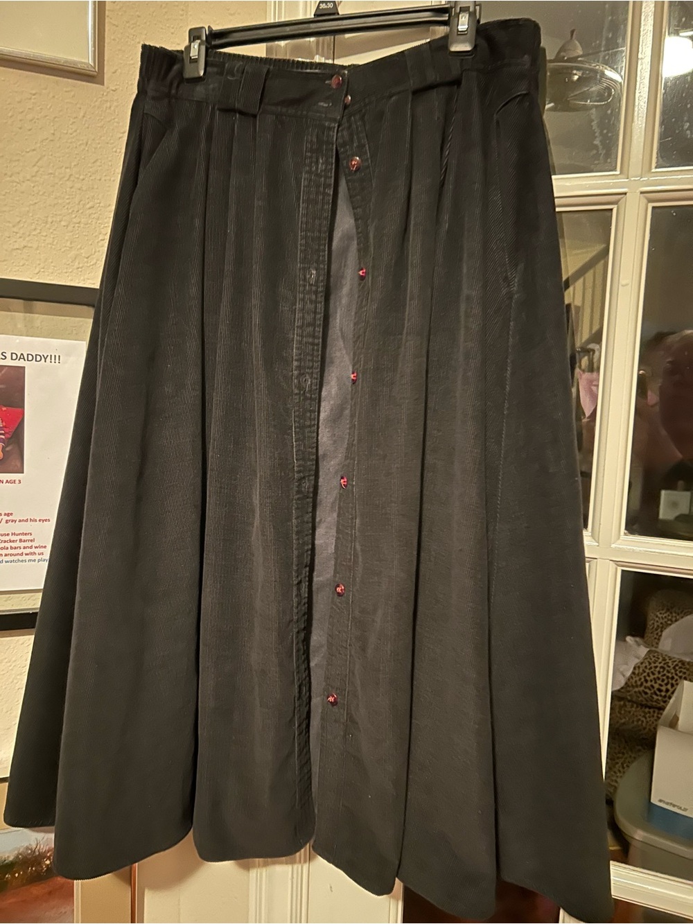 Vintage 90’s Black Women's Button-Front Skirt
